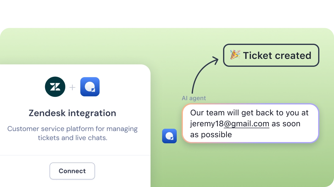 Connect with Zendesk Easily Keep all your chat info where your team already works.