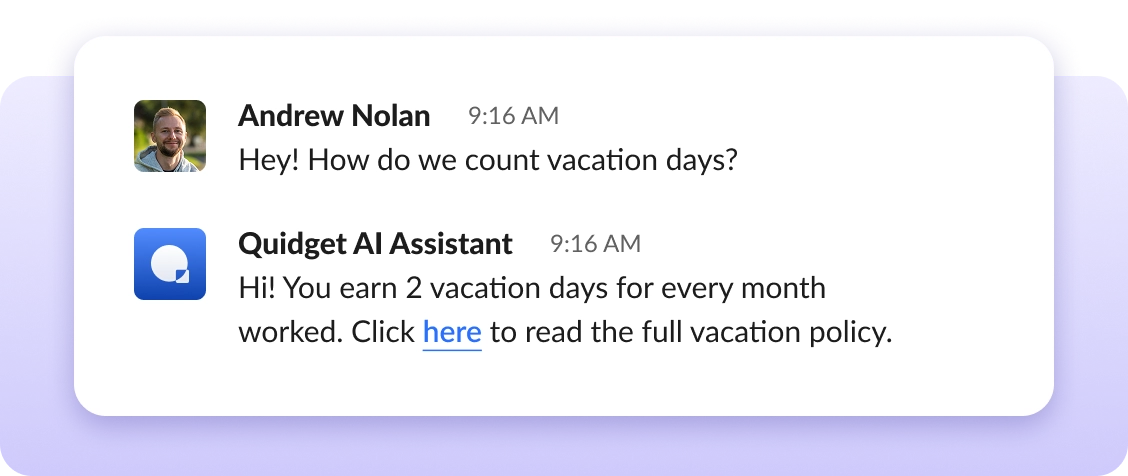 Connect it to your Slack Q&A channels → teammates get answers without tagging people.